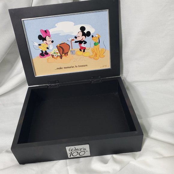 Hallmark Disney Walt’s 100 years Jewelry/ Trinket Black Box /Mickey and Mini - Picture 3 of 5